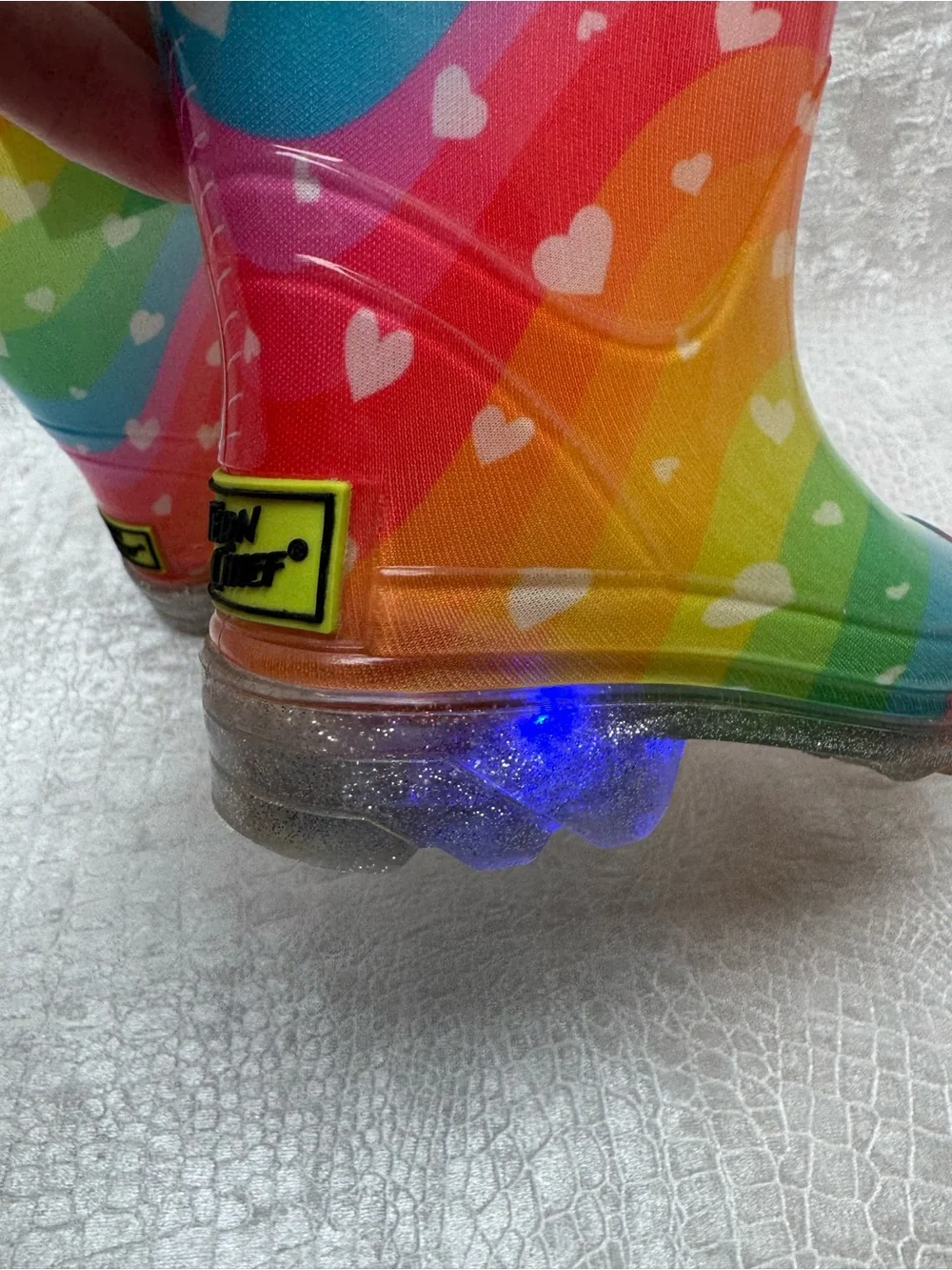 Western Chief Heart Waves Multi Color Lighted Rain Boots, infant sz 6